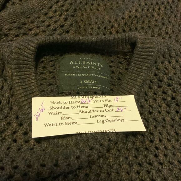 ALL SAINTS chocolate brown open weave crew neck pullover sweater XXS - Picture 9 of 9